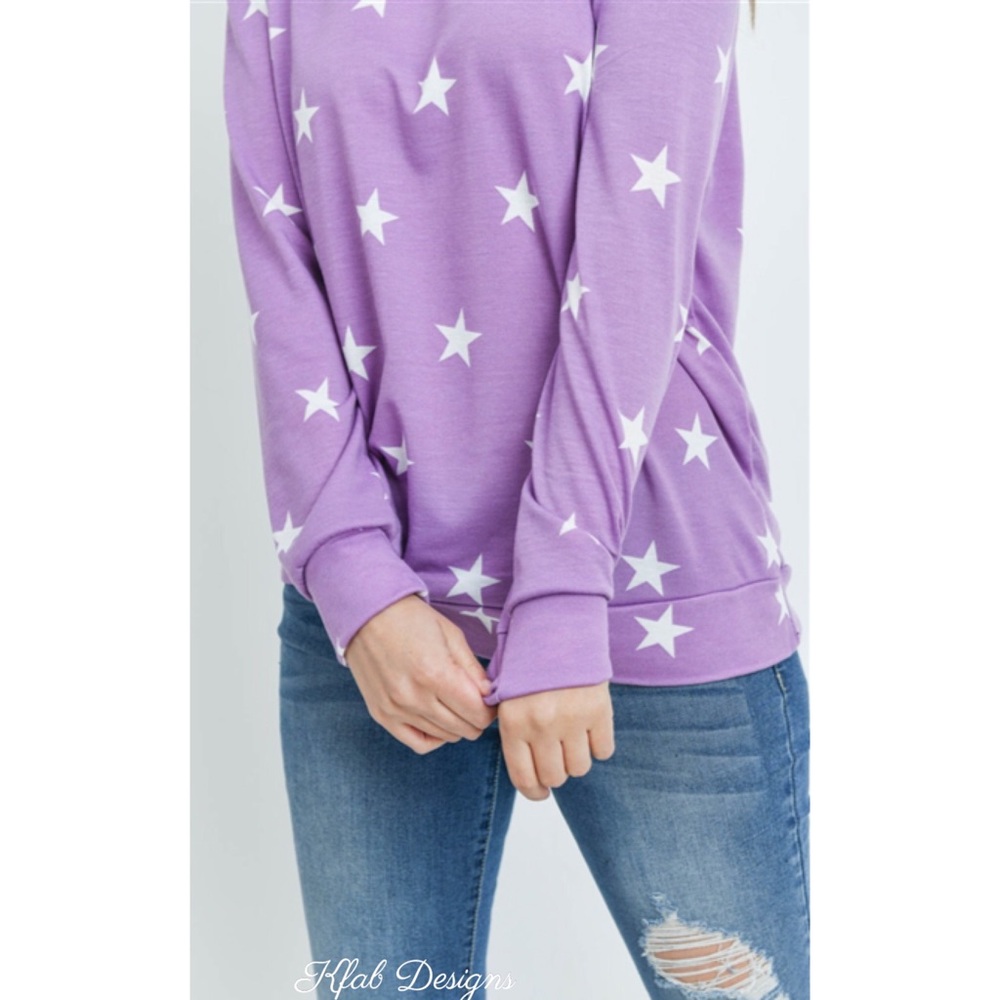 💜LAST 1! Lavender Super Soft Star Print Pullover! - Picture 5 of 5